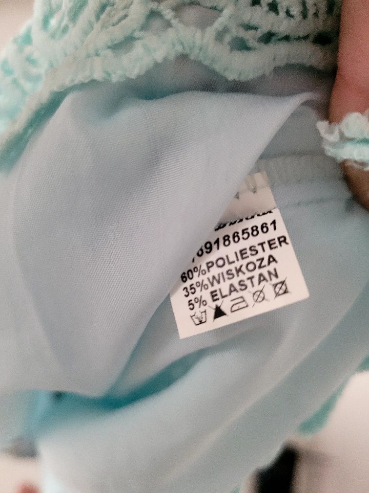 Miętowa koronkowa sukienka r M