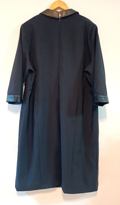 NOWA elegancka sukienka żakietowa r. 52 - wstawki z eko skóry - czarna