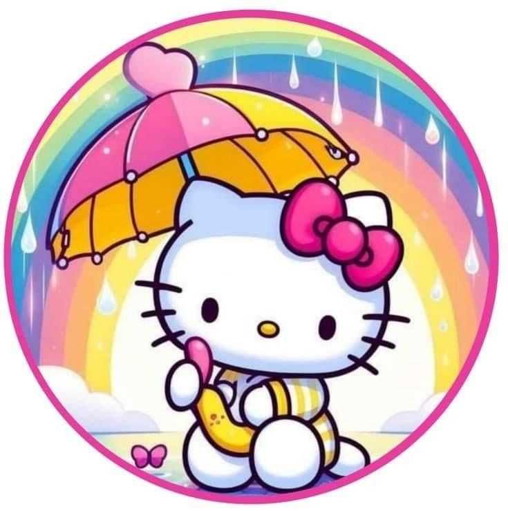 Opłatek na tort Urodziny Hello Kitty Kot