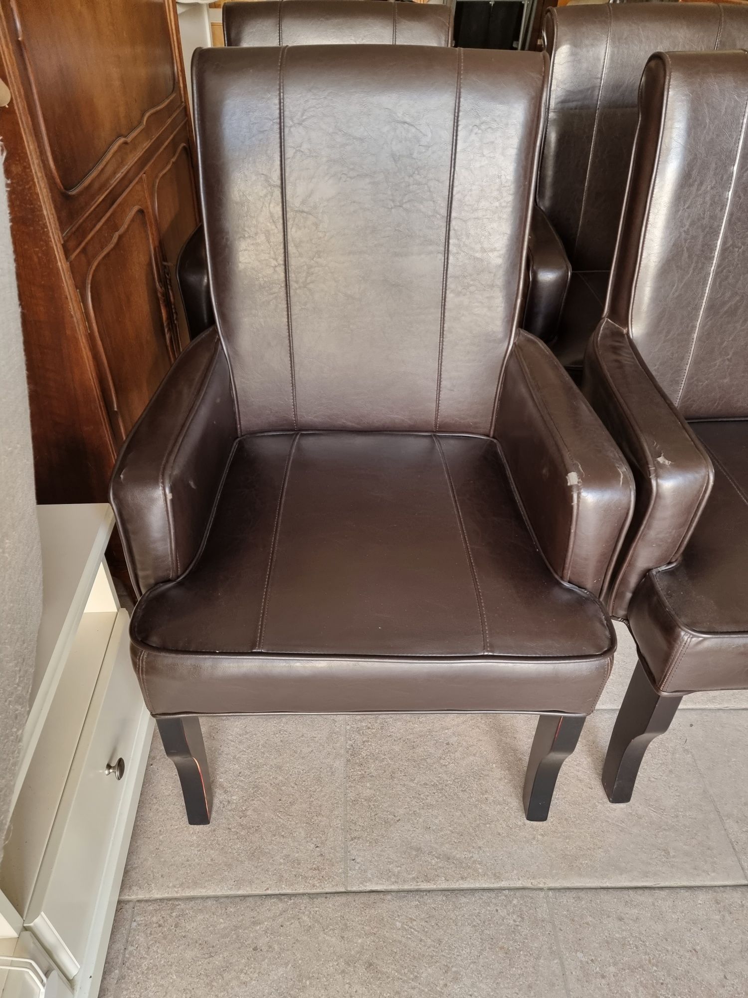 4 Fotel klubowy czarny ekoskóra zestaw skórzany krzesło