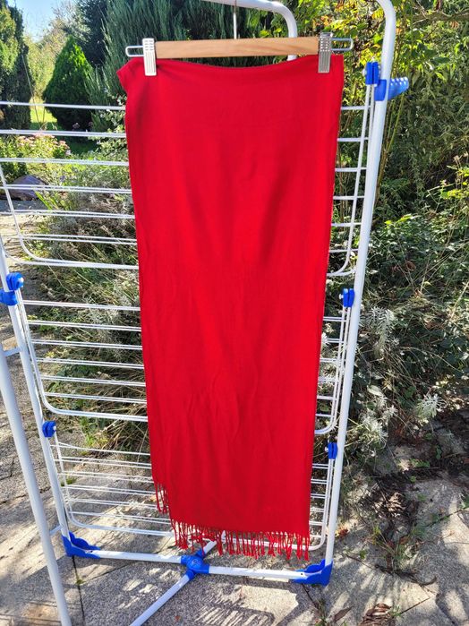 Szal UK 200/70 winna czerwień rayon/akryl bdb stan