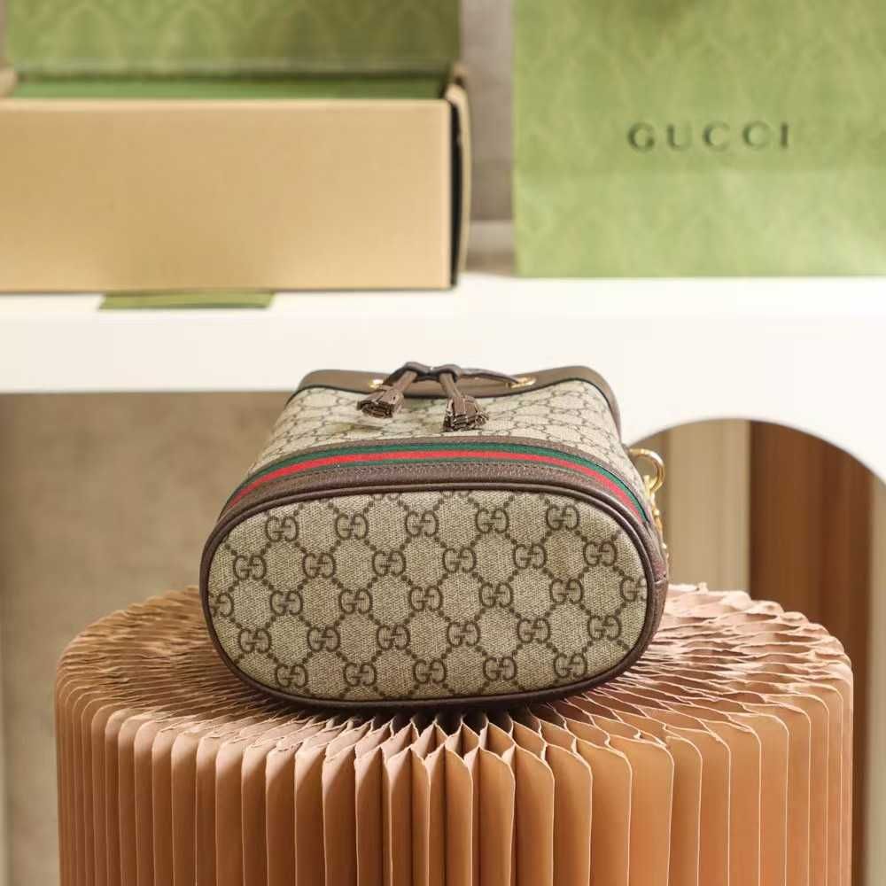 Gucci Ophidia Bucket BagGG Supreme Mini Beige/Ebony