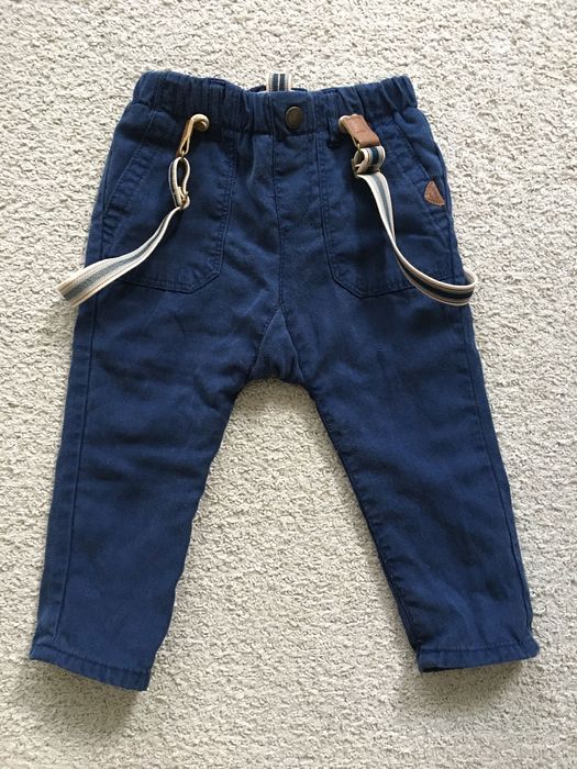 Spodnie chłopięce z podszewką na szelkach Zara r. 86