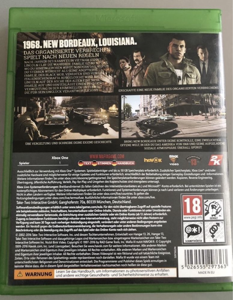Mafia III Xbox One płyta w stanie idealnym polecam