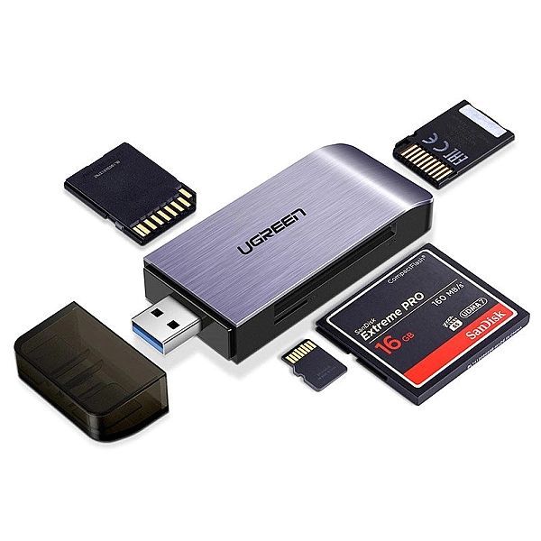 Ugreen czytnik kart Sd / micro Sd / Cf / Ms na Usb 3.0 szary (50541)