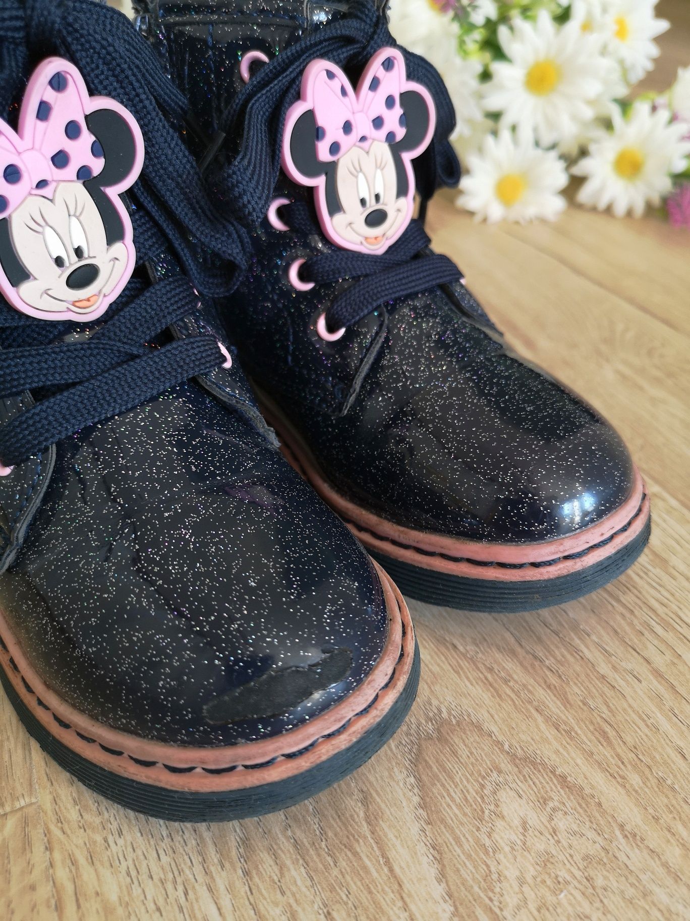 Botki ocieplane dziewczęce Myszka Minnie z brokatem r.28