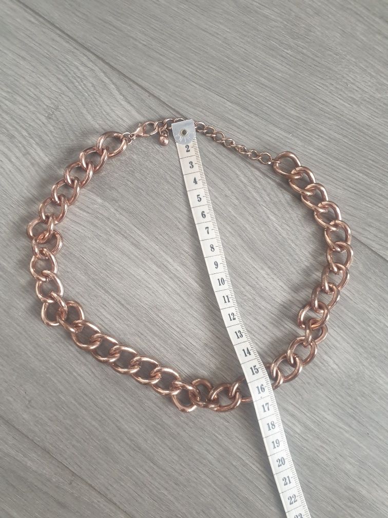 Łańcuch gruby na szyję 50 cm metalowy złoty łańcuszek