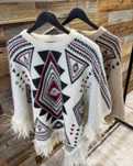 Poncho ponczo narzutka płaszczyk boho frędzlami By o la la
