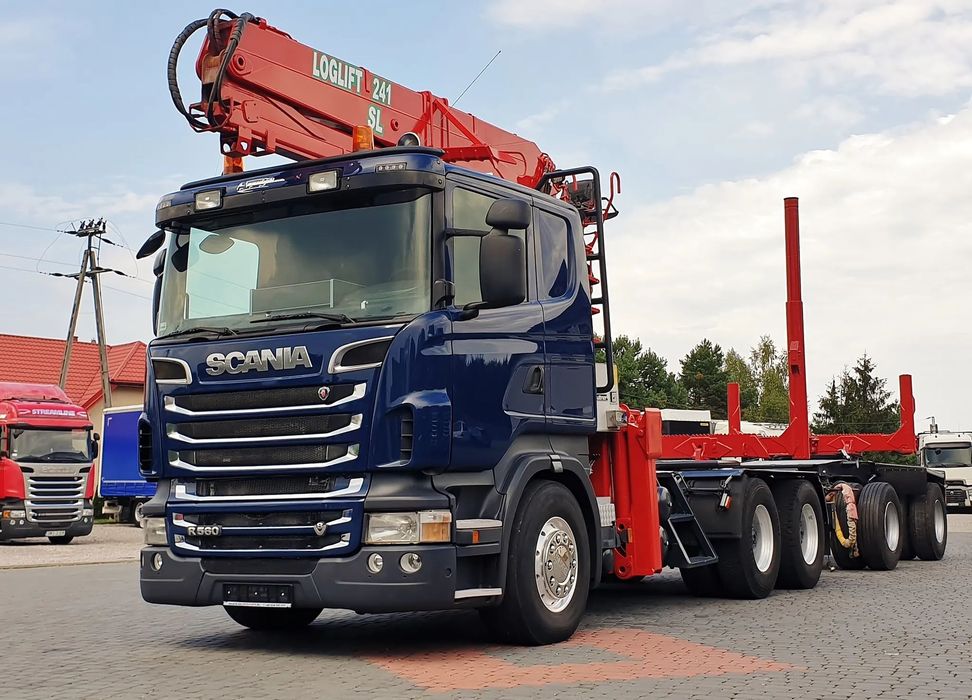 Scania R560 v8 6X4 DŻWIG LOGLIF 241 SL do lasu / drewna / dłużcy  Alufelgi / Manual / + wózek HUTTNER / KOMPLET