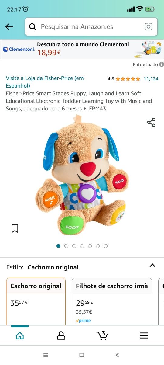 Peluche com músicas para crianças