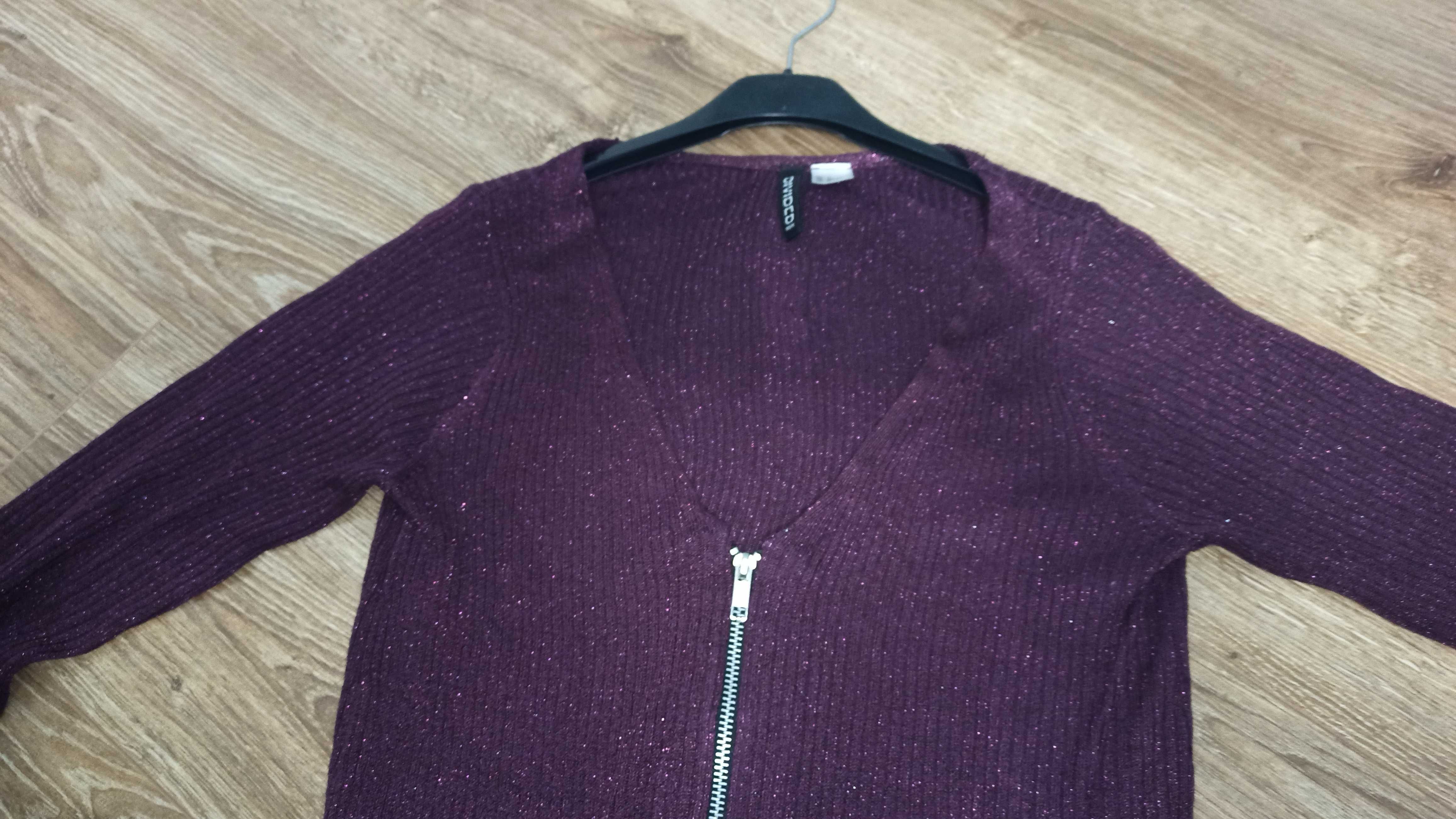 Sweterek r. M H&M fioletowy błyszczący