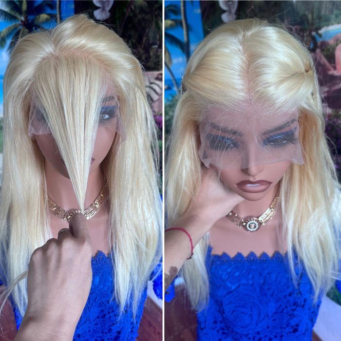 Натуральный парик система имитация кожи славянка блонд волосы