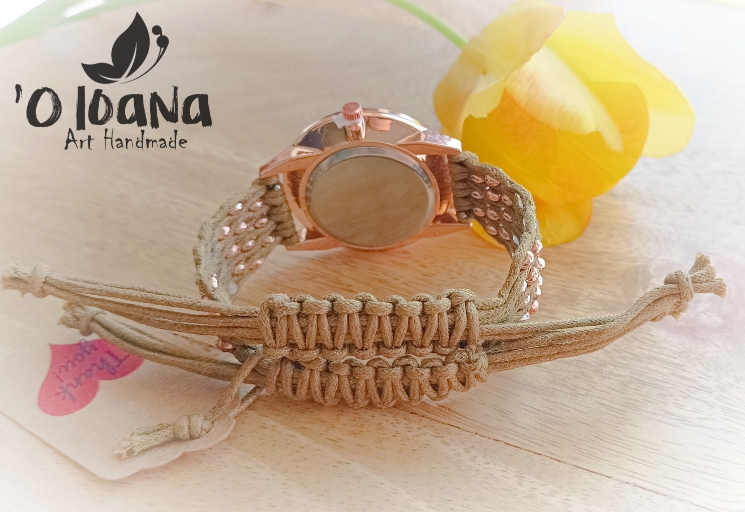 Zegarek handmade kryształ górski hematyt