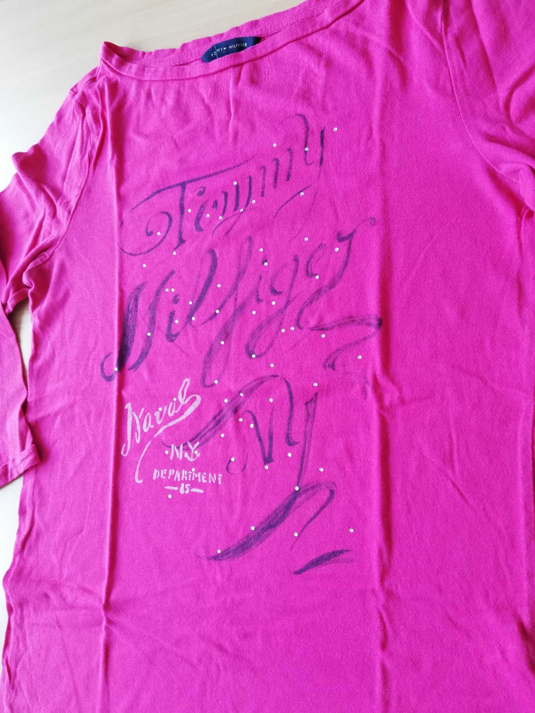 Tommy Hilfiger różowa bluzka z cyrkoniami S