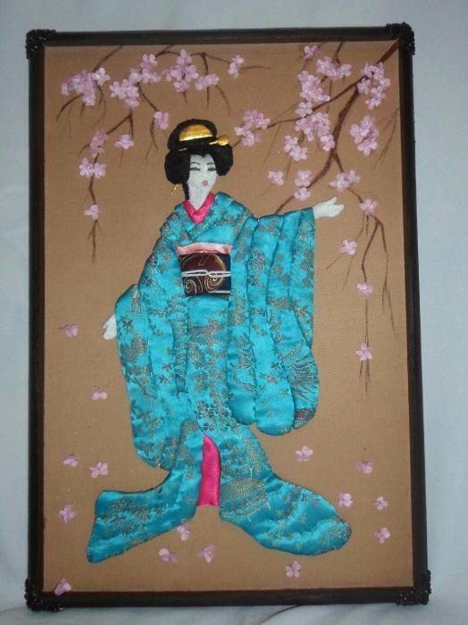 "Гейша и цветущая сакура "картина осиэ