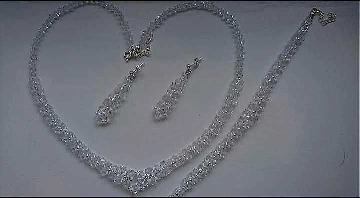 Biżuteria srebrna do ślubu kryształki zestaw biżuterii ślubnej