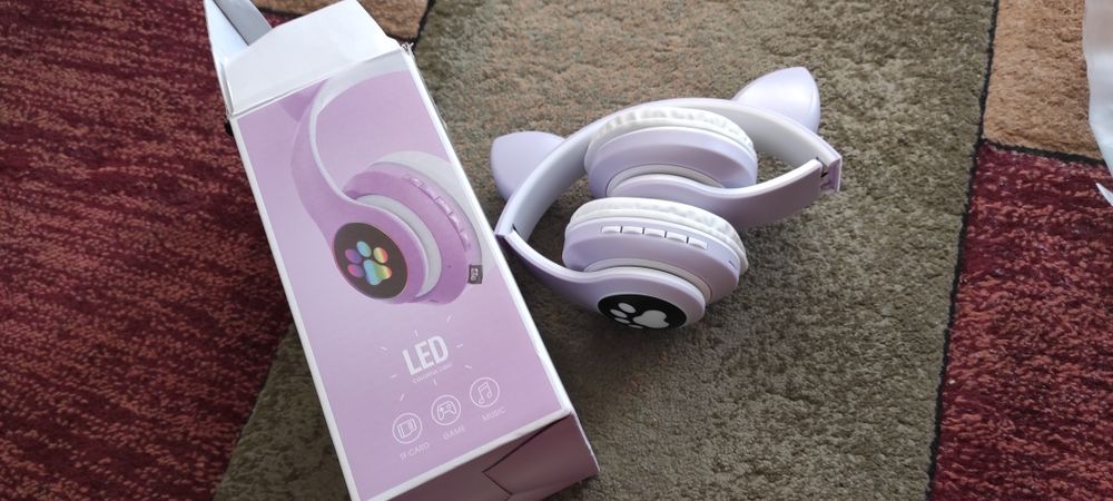 Słuchawki kotki  na bluetooth led