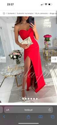 czerwona nowa dluga sukienka