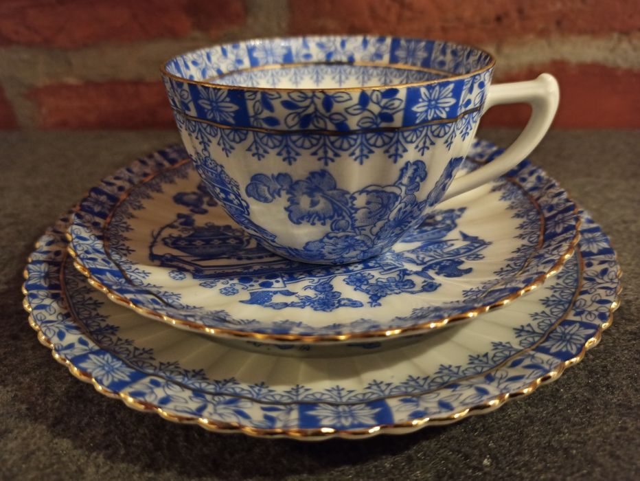 TUPPACK Porcelana CHINA BLAU Tiefenfurt TRIO Echt TUPPACK Parowa