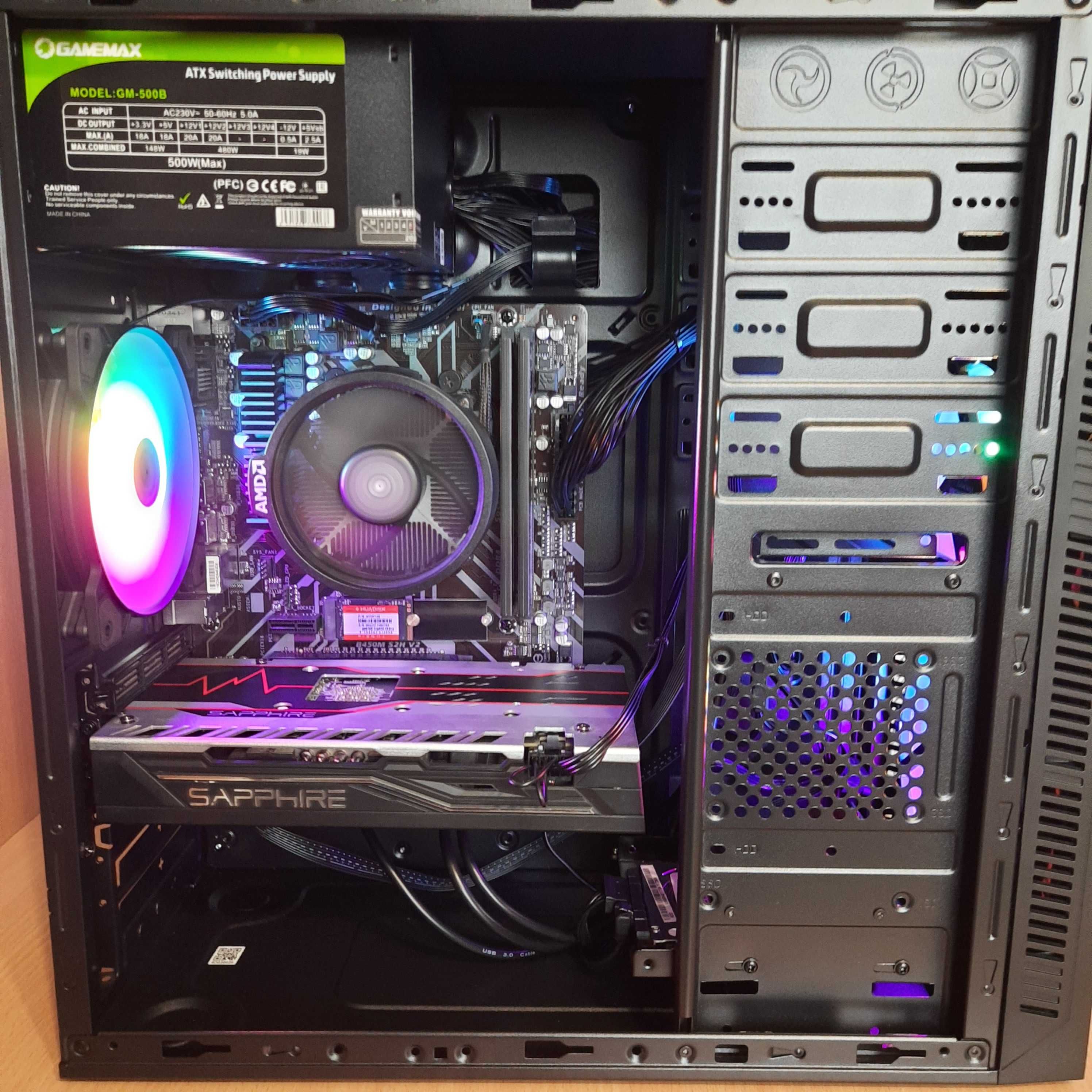 Ігровий комп'ютер ПК Ryzen 5 3400G+RX580 8Gb+16Gb DDR4+SSD NVMe+HDD