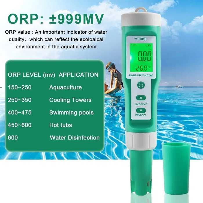 Тестер води Yieryi YY-1010 PH TDS EC ORP SALT H2 S.G Temp MΩ Fertile