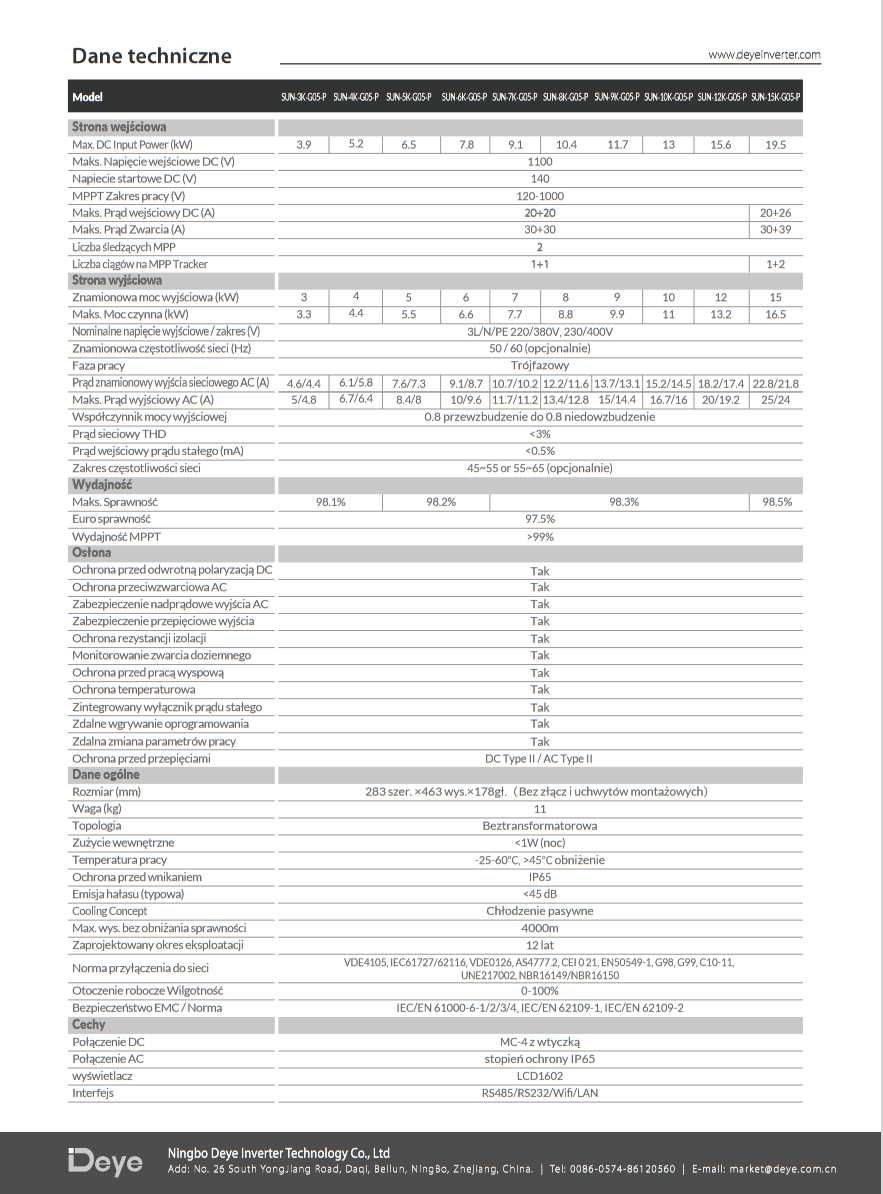 Deye 8kW SUN-8K-G05-P 3F