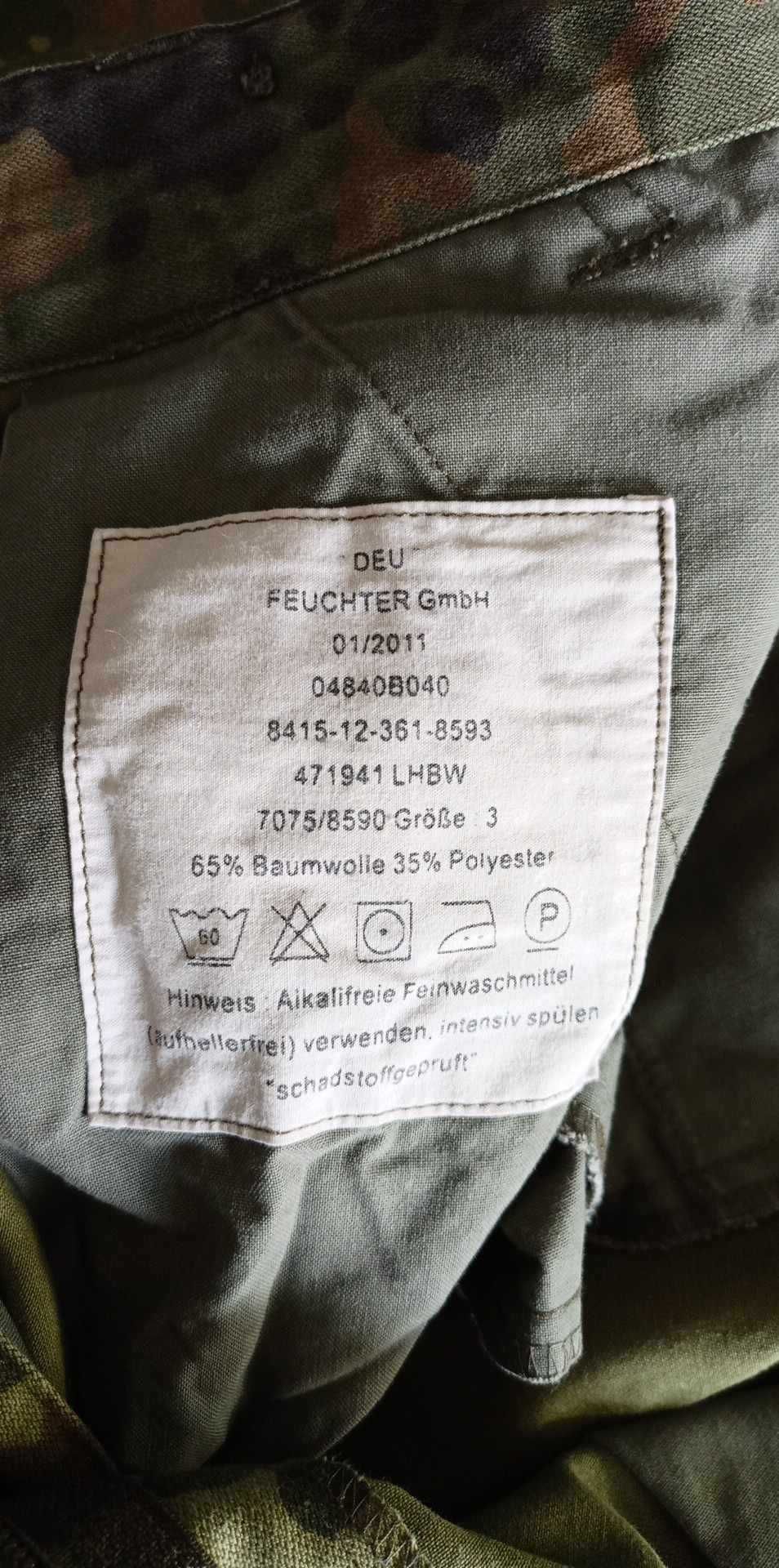 Spodnie Armia Niemcy Bundeswehr Flecktarn Gr3 7075/8590 pas90