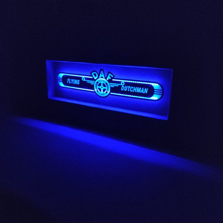 DAF logo Lustro LED  na tylna sciane, nad łóżko D01-BLUE