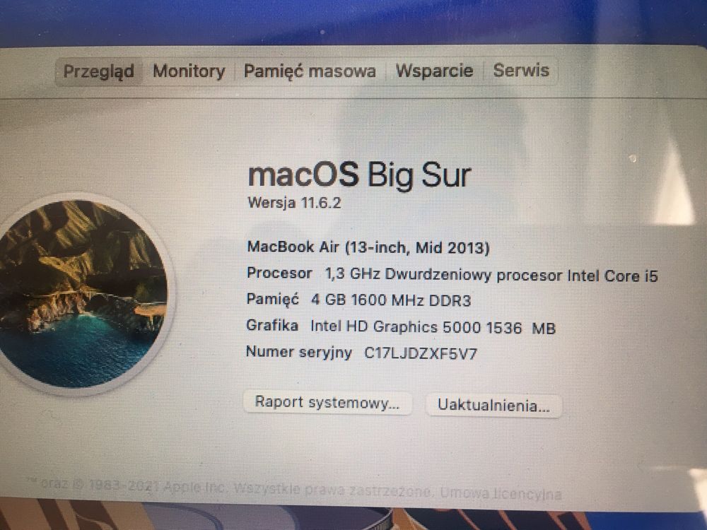 Macbook apple air 13 Intel Core i5 + pokrowiec
