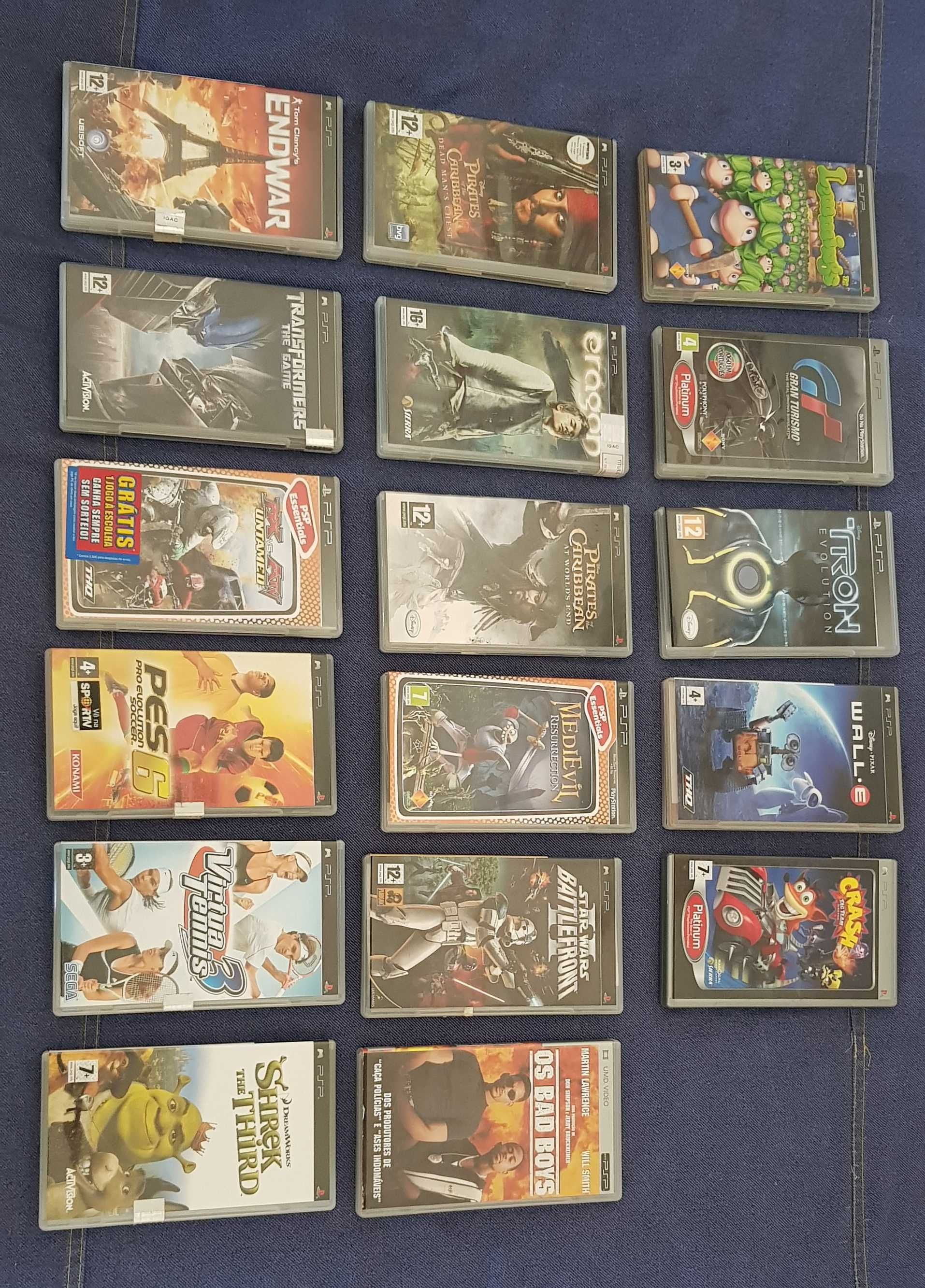 Jogos PSP - pack 16 jogos + 1 filme