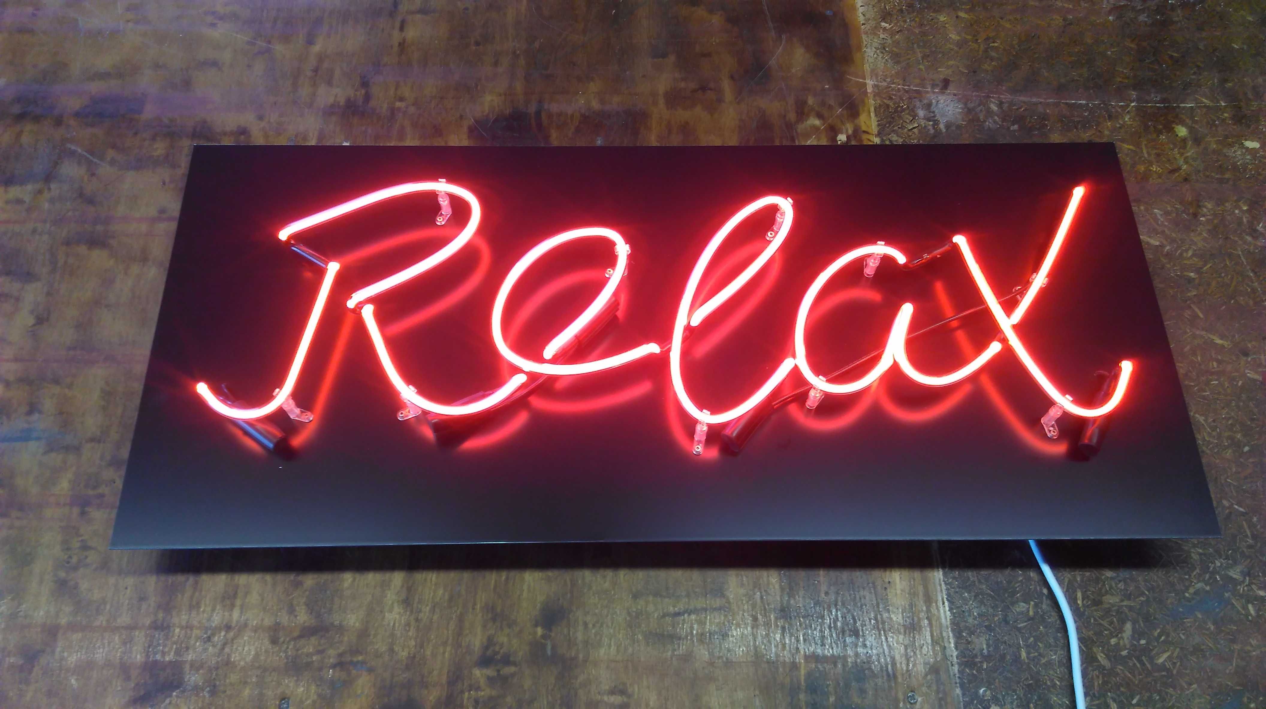 neon prawdziwy (szklany) "Relax" miniaturka klasycznego neonu PRL