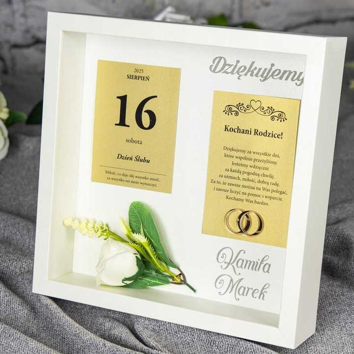 Podziękowania DLA RODZICÓW Mamy Taty Ślub Wesele w Ramce Obraz Plakat