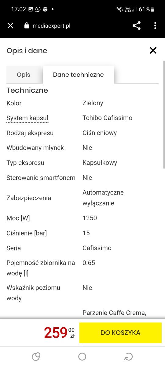 Ekspres kapsułkowy tchibo