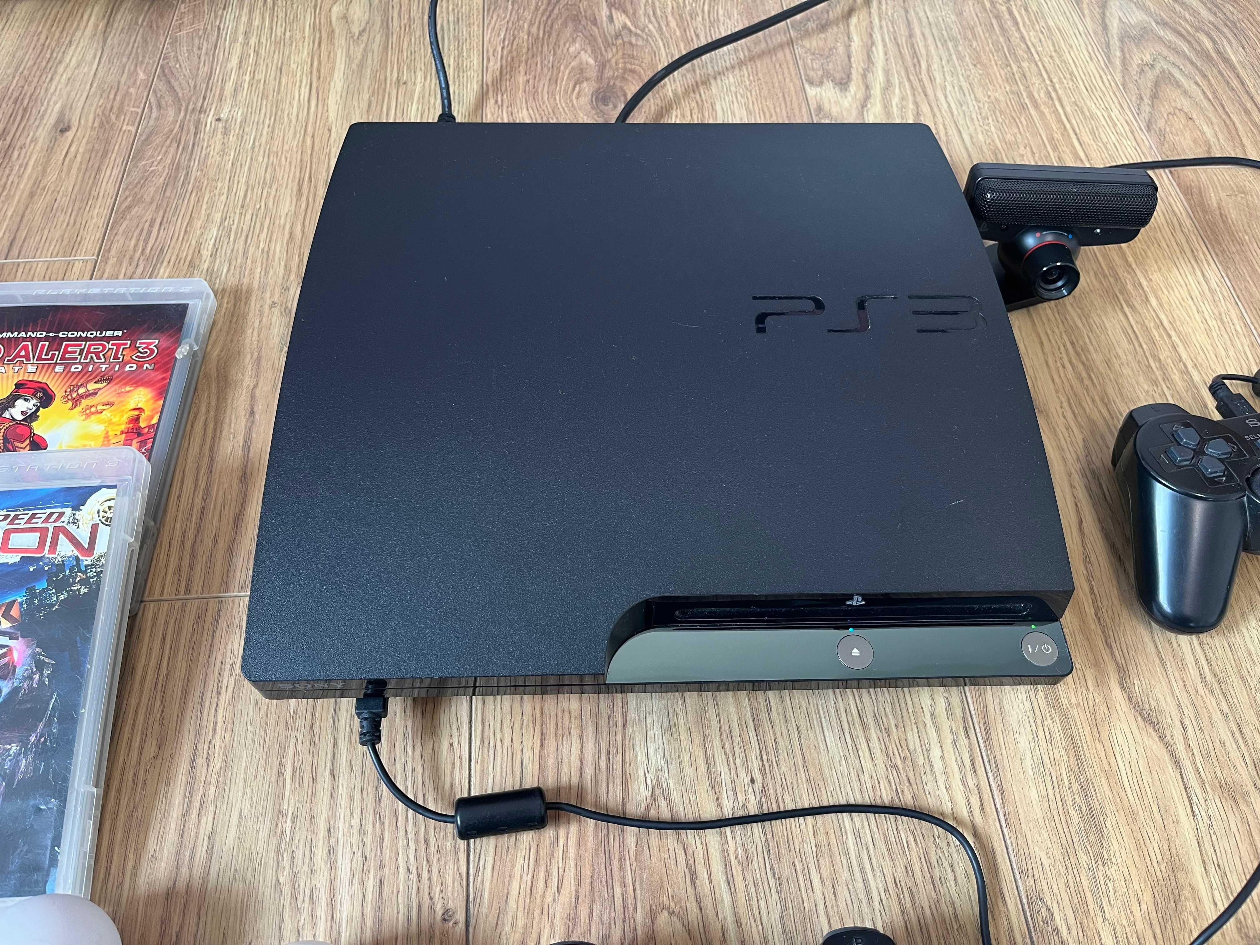 PlayStation 3 Slim MEGA ZESTAW, kamera, mikrofony, gry