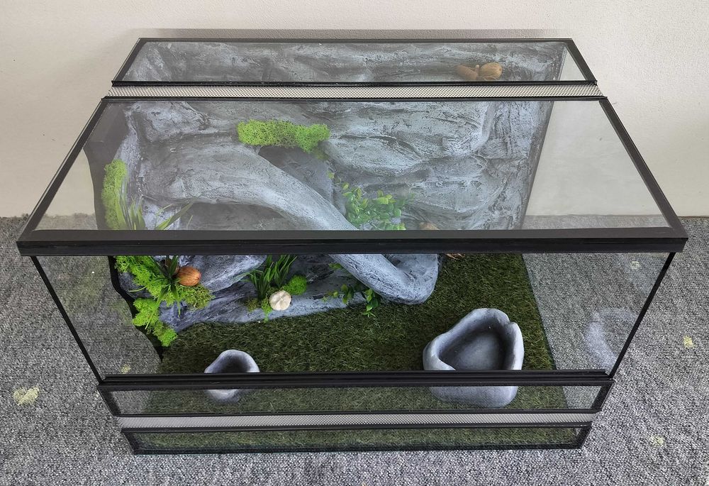 Terrarium z wystrojem dla małego pytona, zbożówki, TW23Sz2L, AquaWaves