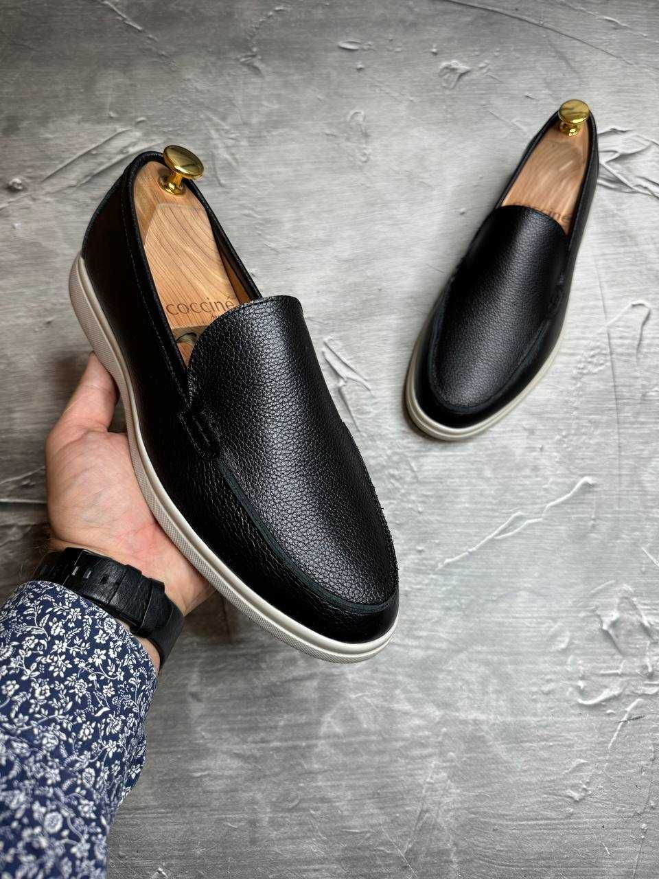 Лофери ШКІРЯНІ чоловічі чорні LORO PIANA Trend! Натуральна ШКІРА! ХІТ!