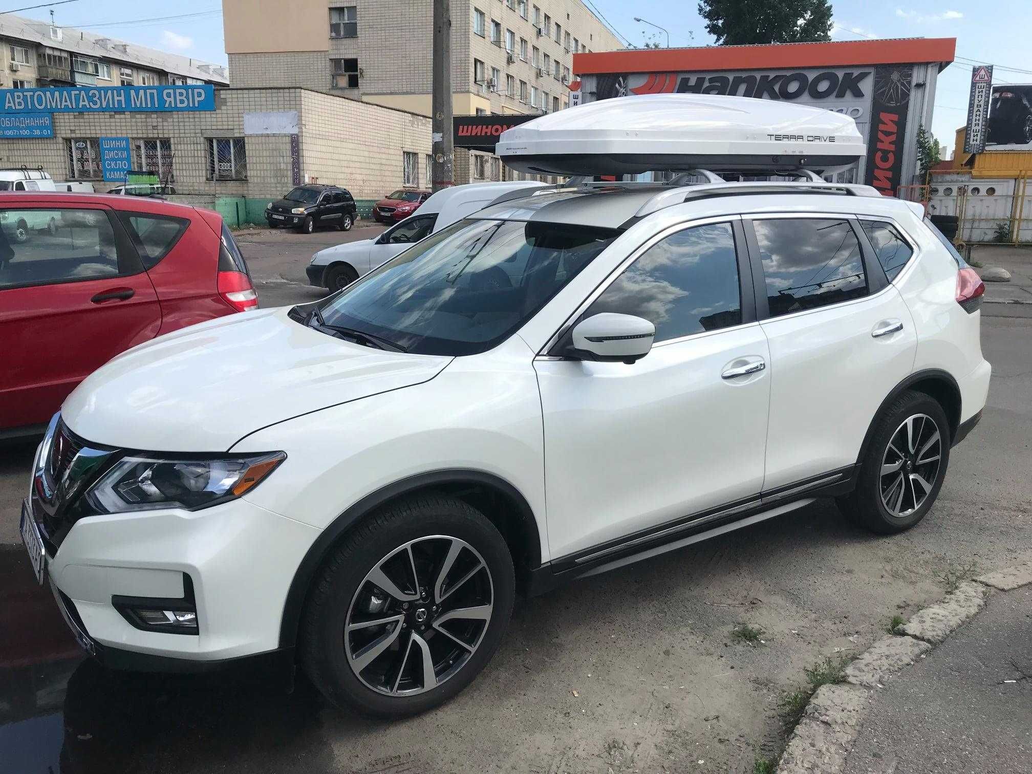 Автобокс багажник Terra Drive 500 серый/черный/белый/черный глянец