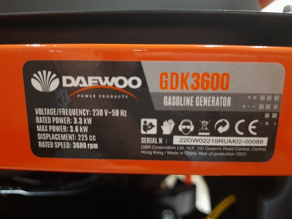 Генератор DAEWOO 3,3/3,6кВт 220В GDK3600 бензин з AVR стабілізація нап