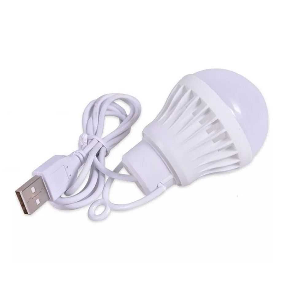 Żarówka LED na USB światło białe 3W kabel 1m 200lm