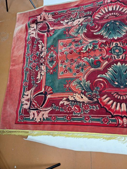 stary secesyjny welurowy kilim, obrus, narzuta