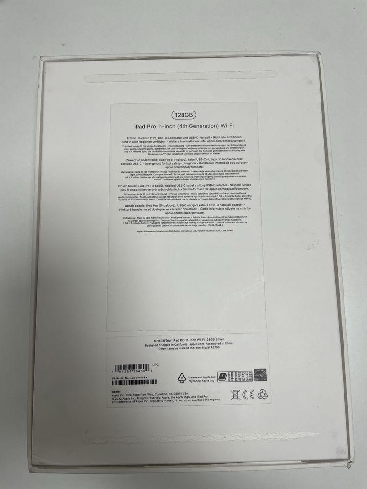 iPad Pro 11’ 4 gen. M2 WIFI 128GB Silver