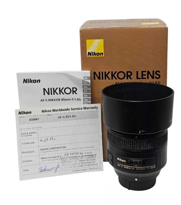 obiektyw NIKKOR 85MM F/1.8 AF-S G Nikon zestaw