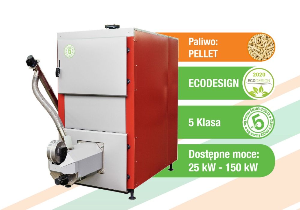 Kocioł Ekopell na pellet 75 kW. Certyfikat ECODESIGNkocioł 5 KLASA