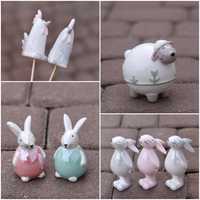 Керамічні статуетки, кролик, пасхальна кераміка,зайці, кошик,корзина