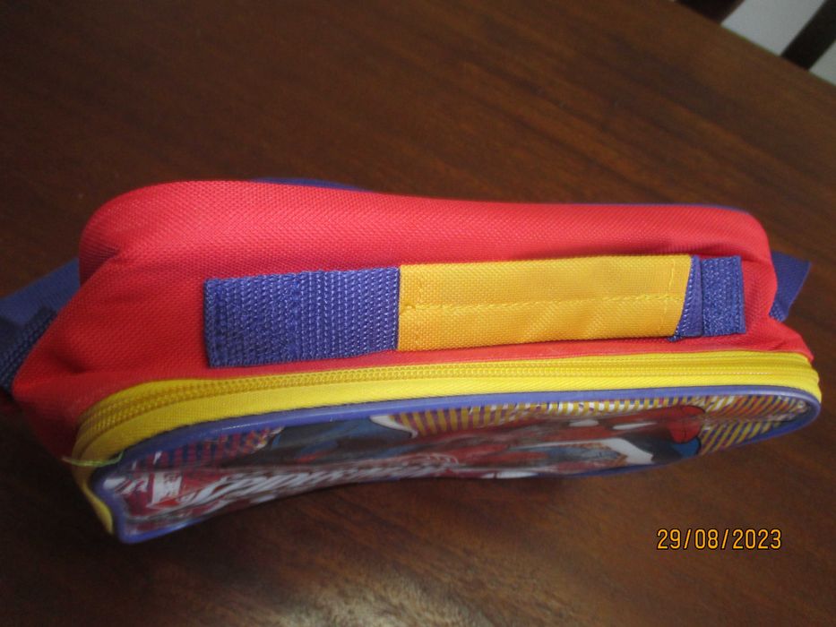 Pequena mochila, saco e lancheira p/ criança do homem-aranha