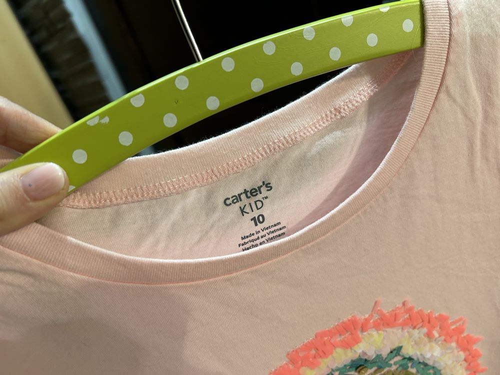 Bluzka koszulka letnia Carter’s  cekiny 134/140 t-shirt jasny róż