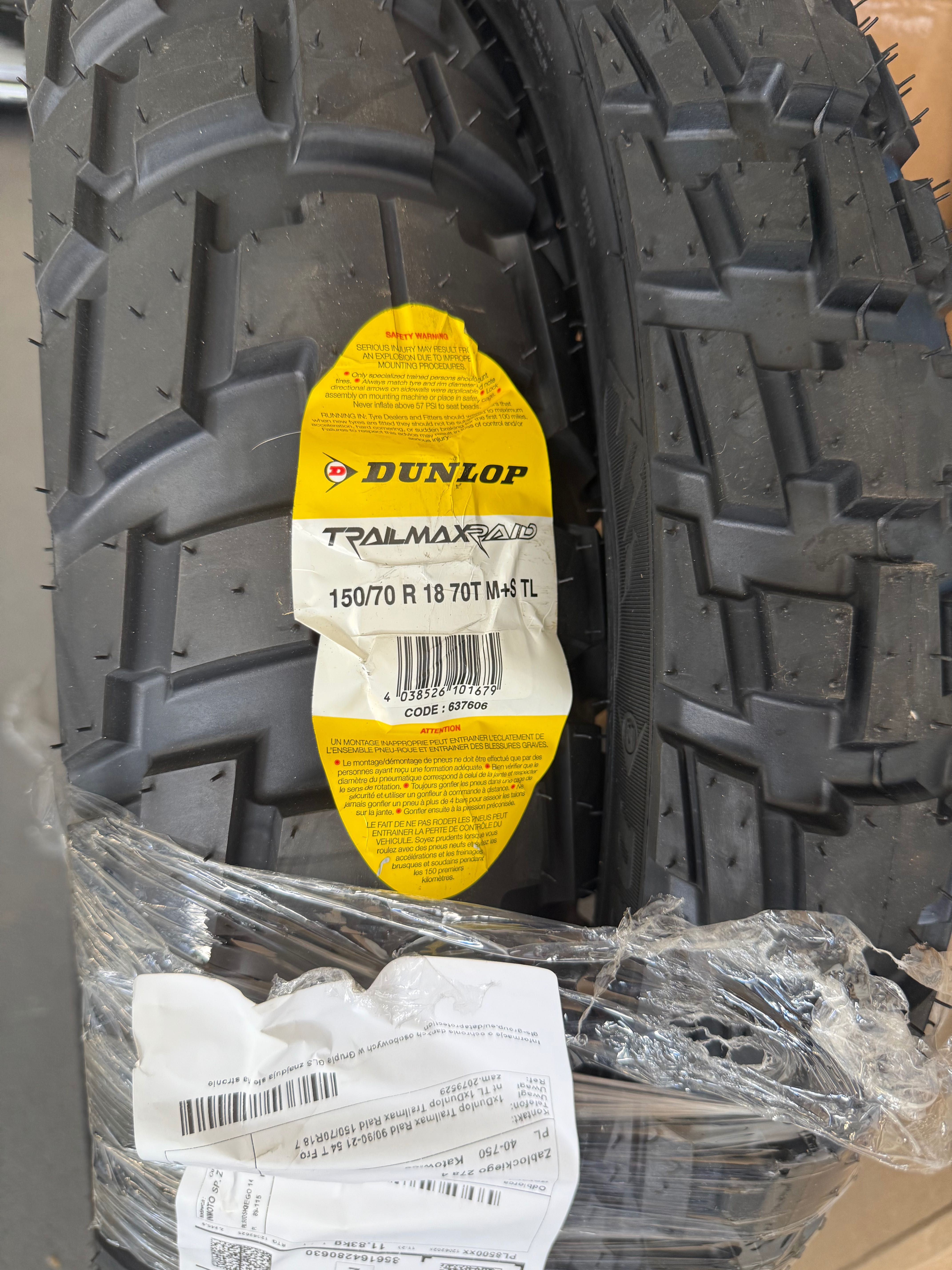 Opony motocyklowe Dunlop TrailMax Raid komplet 21' i 18'