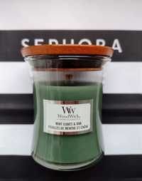 Cudo! WOODWICK Candle 85g MINT LEAVES & OAK mała świeca skwiercząca!!!