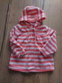 Bluza kurtka z polaru z kapturem w paski george 9-12m 74-80 cm