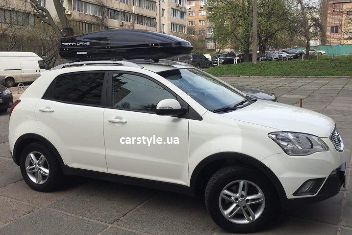 Автобокс на крышу Terra Drive 480 черный белый глянец 196*75*43 уценки